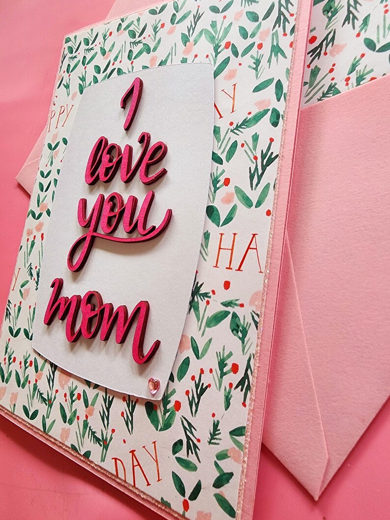 Mother's Day Handmade Card I Love You Mom With Lined Envelope - Etsy