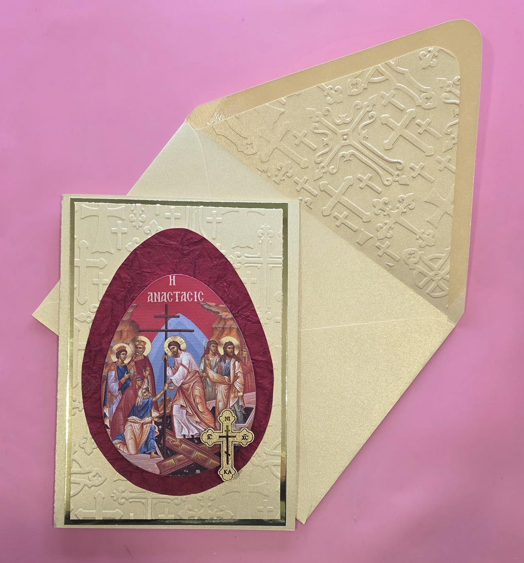 Greek Orthodox the Resurrection Icon Handmade Card, Lined Embossed ...