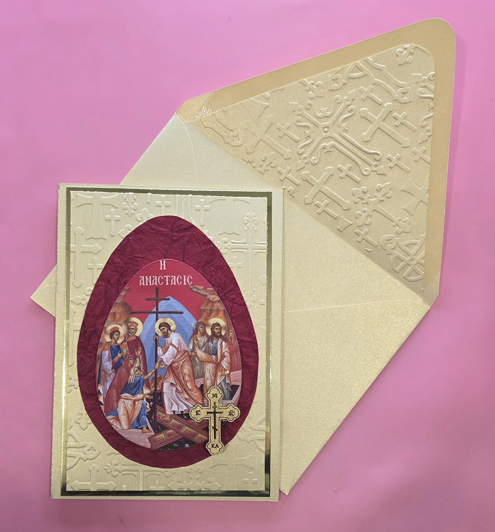 Greek Orthodox the Resurrection Icon Handmade Card, Lined Embossed ...