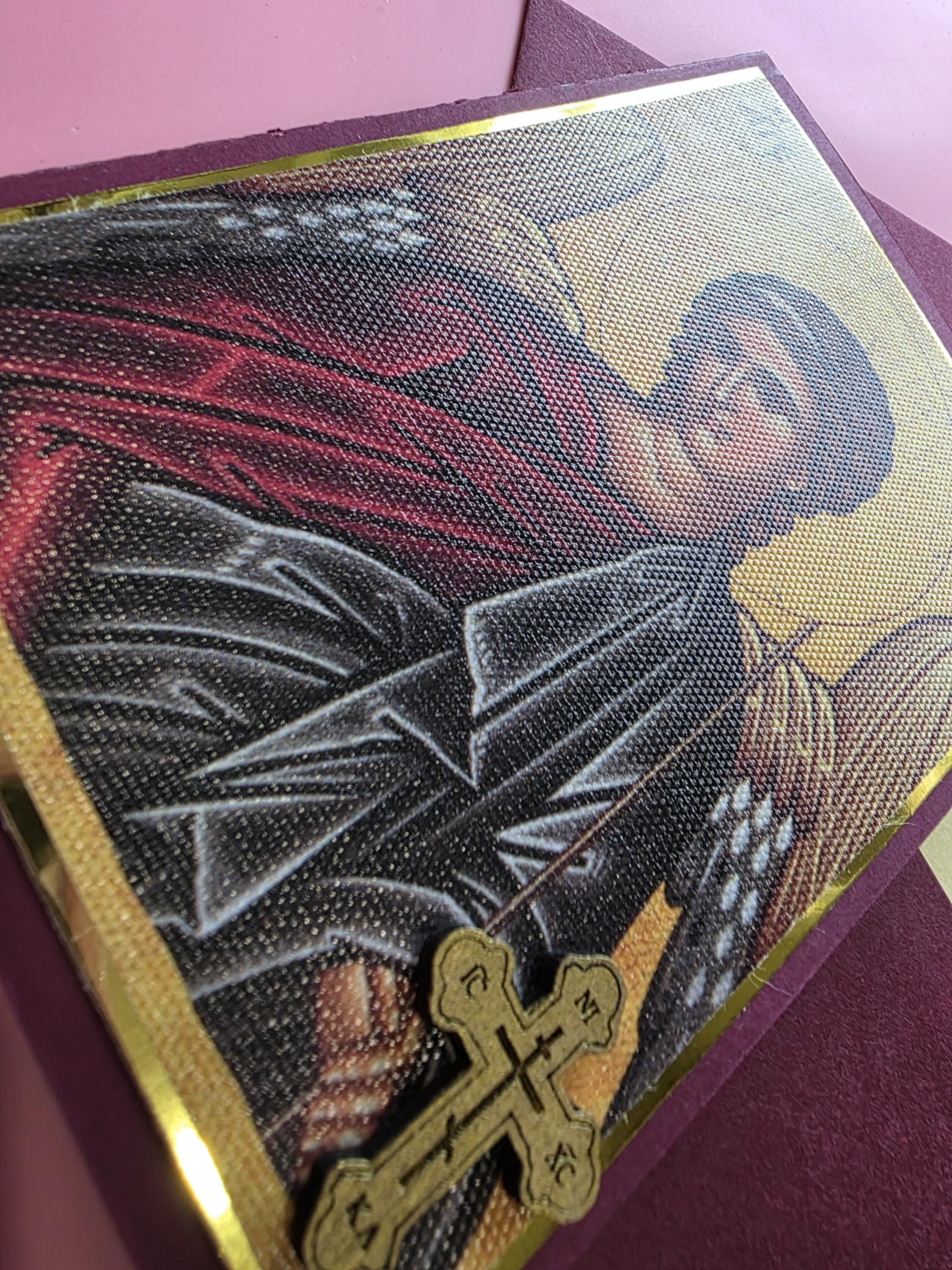 Greek Orthodox Guardian Angel Icon Handmade Card With Wooden Cross and ...