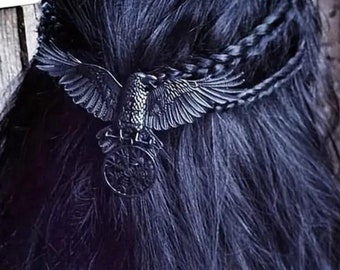 Raven hair claw clip, Celtic hair Clip, Gothic wing, Punk barrette, Retro Raven clip, Bold oversized, Viking barrette, Mother's day