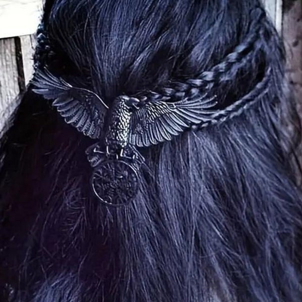 Raven hair claw clip, Celtic hair Clip, Gothic wing, Punk barrette, Retro Raven clip, Bold oversized, Viking barrette, Mother's day