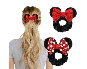Minnie ears scrunchies, Set of 2, Mouse ears accessory, Ears scrunchies, Accessories for women, Cute costume, Christmas gift, Ears hair ties