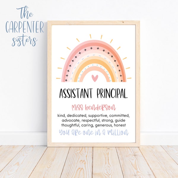 Personalised Assistant Principal Gift, Teacher Appreciation printable, Assistant Principal rainbow, End of school year, Digital download