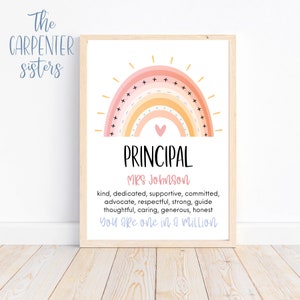 Personalised Principal Gift, Teacher Appreciation printable, Principal rainbow, End of school year, Classroom print, Digital download