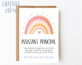 Assistant Principal card, Digital Download, Assistant principal greeting card , Rainbow card printable, Digital download