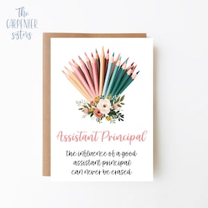 Assistant Principal card, Digital Download, Assistant principal greeting card , Pencil bouquet card printable, Digital download