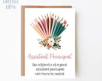 Assistant Principal card, Digital Download, Assistant principal greeting card , Pencil bouquet card printable, Digital download