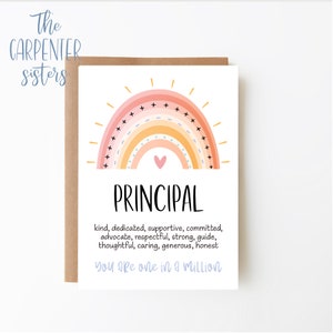 Carte de directeur d'école, Téléchargement numérique, Carte de voeux de directeur d'école, Imprimable carte arc-en-ciel, Téléchargement numérique