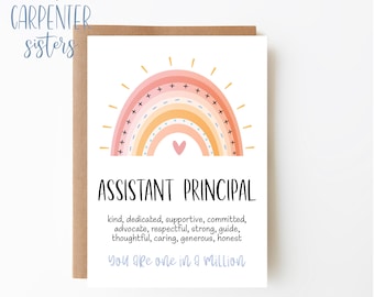 Assistant Principal card, Digital Download, Assistant principal greeting card , Rainbow card printable, Digital download