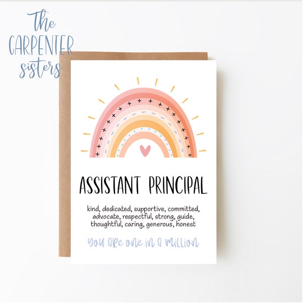 Assistant Principal card, Digital Download, Assistant principal greeting card , Rainbow card printable, Digital download