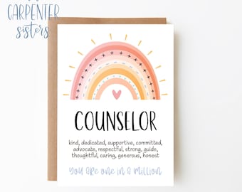 Counselor card, Digital Download, School counselor greeting card , Rainbow card printable, Digital download