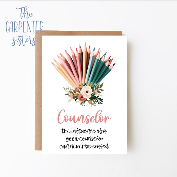 Counselor card, Digital Download, School Counselor thank you card , Pencil bouquet card printable, Digital download