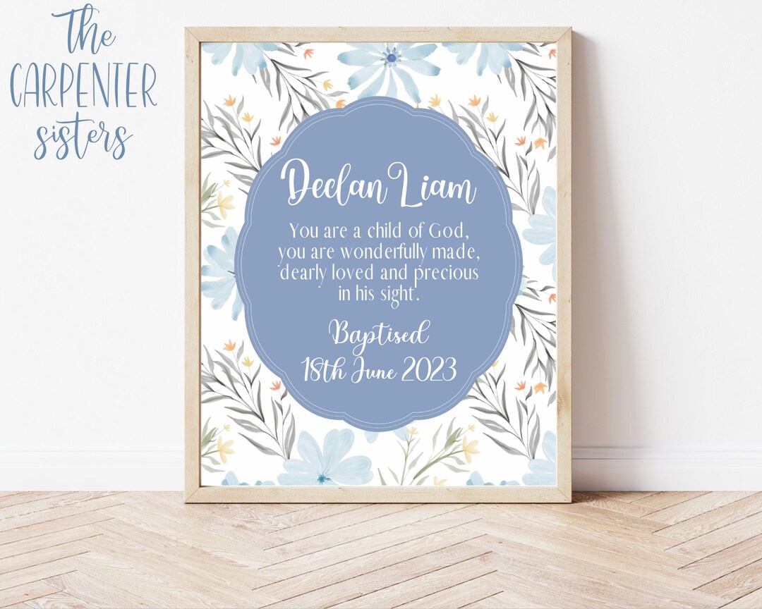 Personalised Baby Baptism Gift, Christening Printable, Baptism Artwork