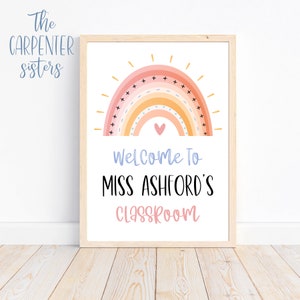 Welcome To The Classroom Digital Download Personalised Teacher name sign, Classroom decor, Rainbow class printables, Digital download