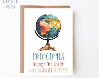 Principal card, Digital Download, School principal greeting card , Globe card printable, Digital download