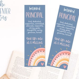 Beloved Principal bookmark, Digital Download, Principal thank you gift, Rainbow bookmark printable, Digital download