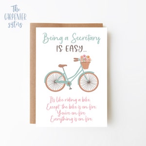 Secretary card, Digital Download, Secretary greeting card , Funny bicycle card printable, Digital download