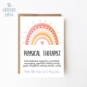Physical Therapist card, Digital Download, Physical Therapist greeting card , PT Rainbow card printable, Digital download