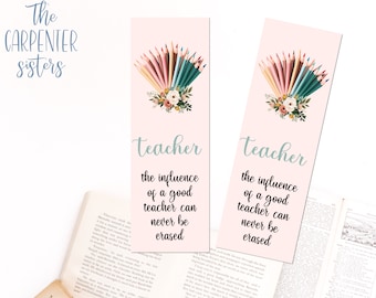 Teacher bookmark, Digital Download, Teacher thank you gift, Pencil bouquet bookmark printable, Digital download