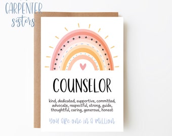 Counselor card, Digital Download, School counselor greeting card , Rainbow card printable, Digital download