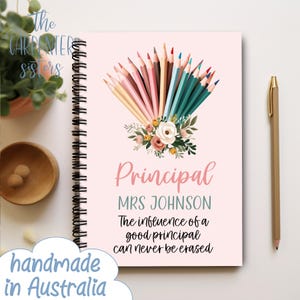 Principal's personalised notebook, End of year gift for school principal, Custom book, Principal appreciation gift, 160 page lined notebook