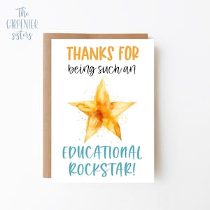 Carte Rockstar éducative, téléchargement numérique, carte de voeux pour éducateur d'enseignants, carte étoile drôle d'école imprimable, téléchargement numérique