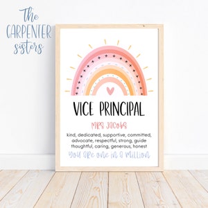 Personalised Vice Principal Gift, Teacher Appreciation printable, Vice Principal rainbow, End of year, Classroom print, Digital download