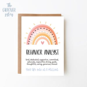 Behavior Analyst card, Digital Download, Behavior Analyst greeting card , Rainbow card printable, Digital download