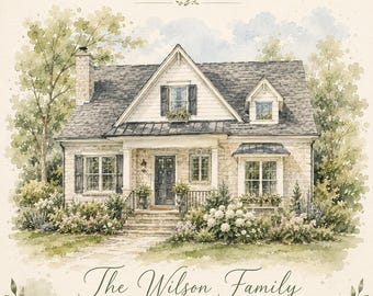 Custom Watercolor House Portrait from Photo | Personalized Home Illustration | Housewarming &amp; New Home Gift | Digital Download