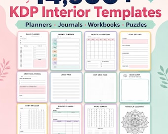14,500+ KDP Interior Templates Bundle | Editable Canva Planners, Journals & Workbooks | Low Content Book | Commercial Use Digital Download