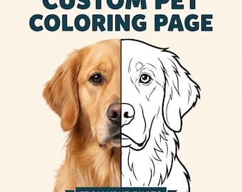 Custom Pet Coloring Page from Photo | Personalized Dog Cat Line Art | Printable Digital Download Gift for Pet Lovers