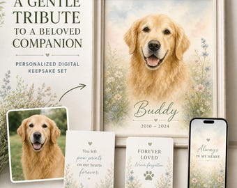 Personalized Pet Memorial Portrait Set | Custom Dog Remembrance | Digital Download