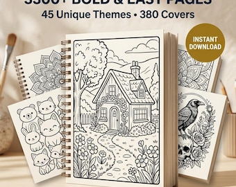 Paquete de más de 3300 páginas para colorear llamativas y fáciles / Libro para colorear imprimible para adultos / Mindfulness para aliviar el estrés / Descarga instantánea
