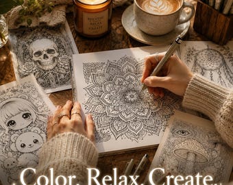 2582 Adult Coloring Book Bundle | Gothic Kawaii Witchy Mandala Boho Coffee Art | KDP Commercial + 381 Covers | Printable PDF
