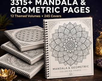 3315 páginas para colorear de mandalas y figuras geométricas / Libro para colorear para adultos, fácil y dinámico / Alivio del estrés y atención plena / Descarga imprimible