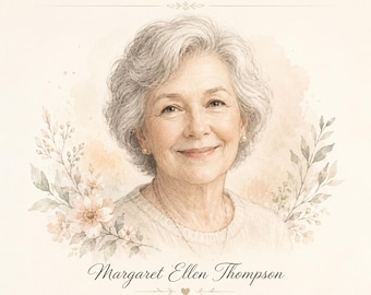 Custom Memorial Portrait from Photo | Personalized Hand-Drawn Remembrance Keepsake | Sympathy &amp; Loss Gift | Digital Download
