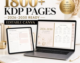 1800+ Editable Canva KDP Interiors – 2026-2030 Planner Bundle