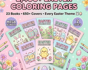 2400+ Easter Coloring Pages Bundle | Kids Spring Activity Book Bunny Eggs | Printable PDF Download