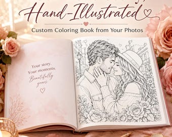 Custom Love Story Coloring Book from Your Photos | Personalized Anniversary & Wedding Gift | Couples Keepsake | Digital Download