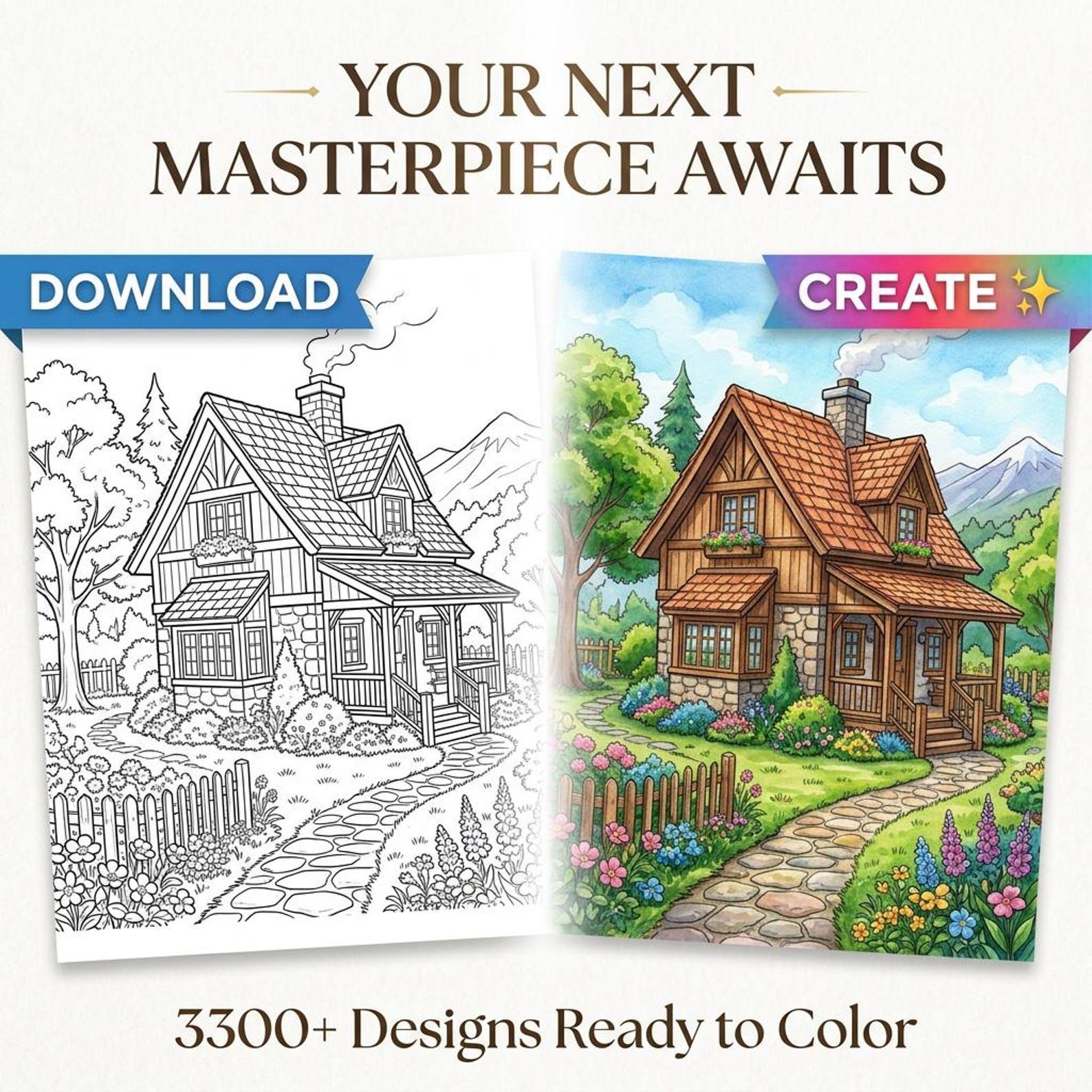 3300+ Bold & Easy Coloring Pages Bundle | Printable Adult Coloring Book ...