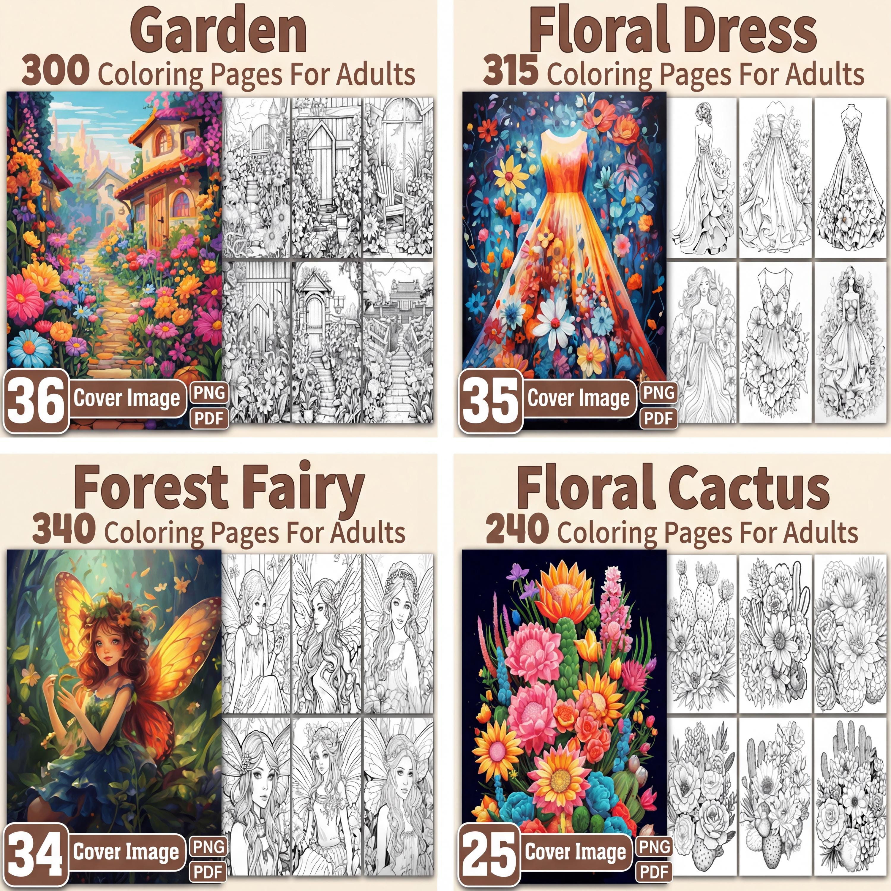 4750+ Adult Coloring Pages Bundle – Printable Fantasy Coloring Book for ...