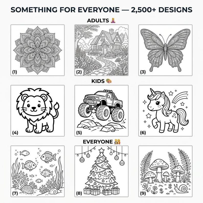 2500+ Family Coloring Pages Bundle | Adults & Kids Coloring Book ...