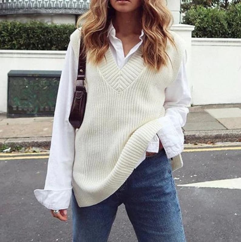 Women's V Neck Knit Sweater Pullover