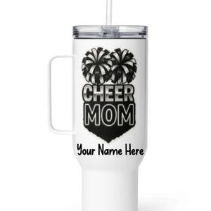 Personalized Cheer Mom Travel mug with a handle 25oz or 40oz