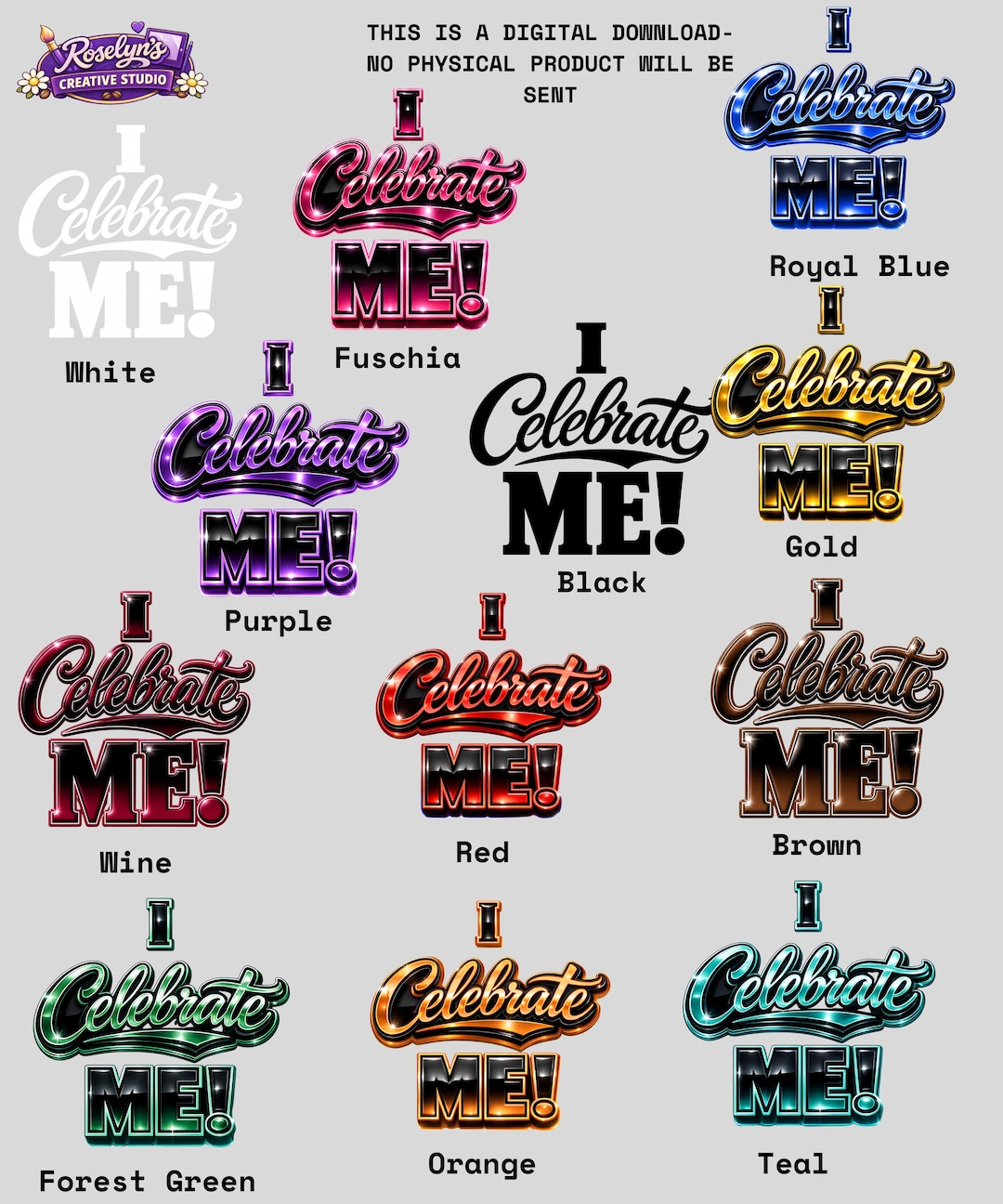 I Celebrate ME PNG Bundle | 12 Color Shirt Designs | Self Love Quote ...