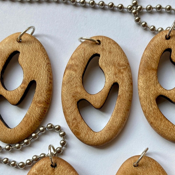 Bird's eye maple wood chalice pendant