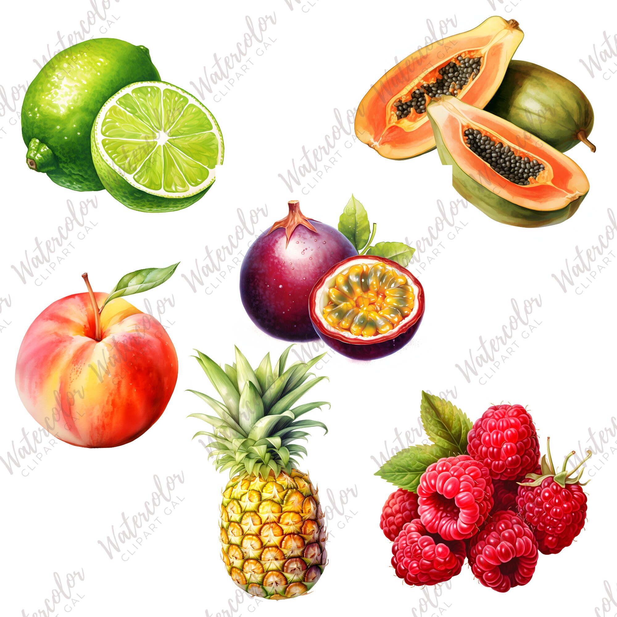 Fruit Clipart Watercolor Bundle | Fruit Art Print | Food Clipart ...