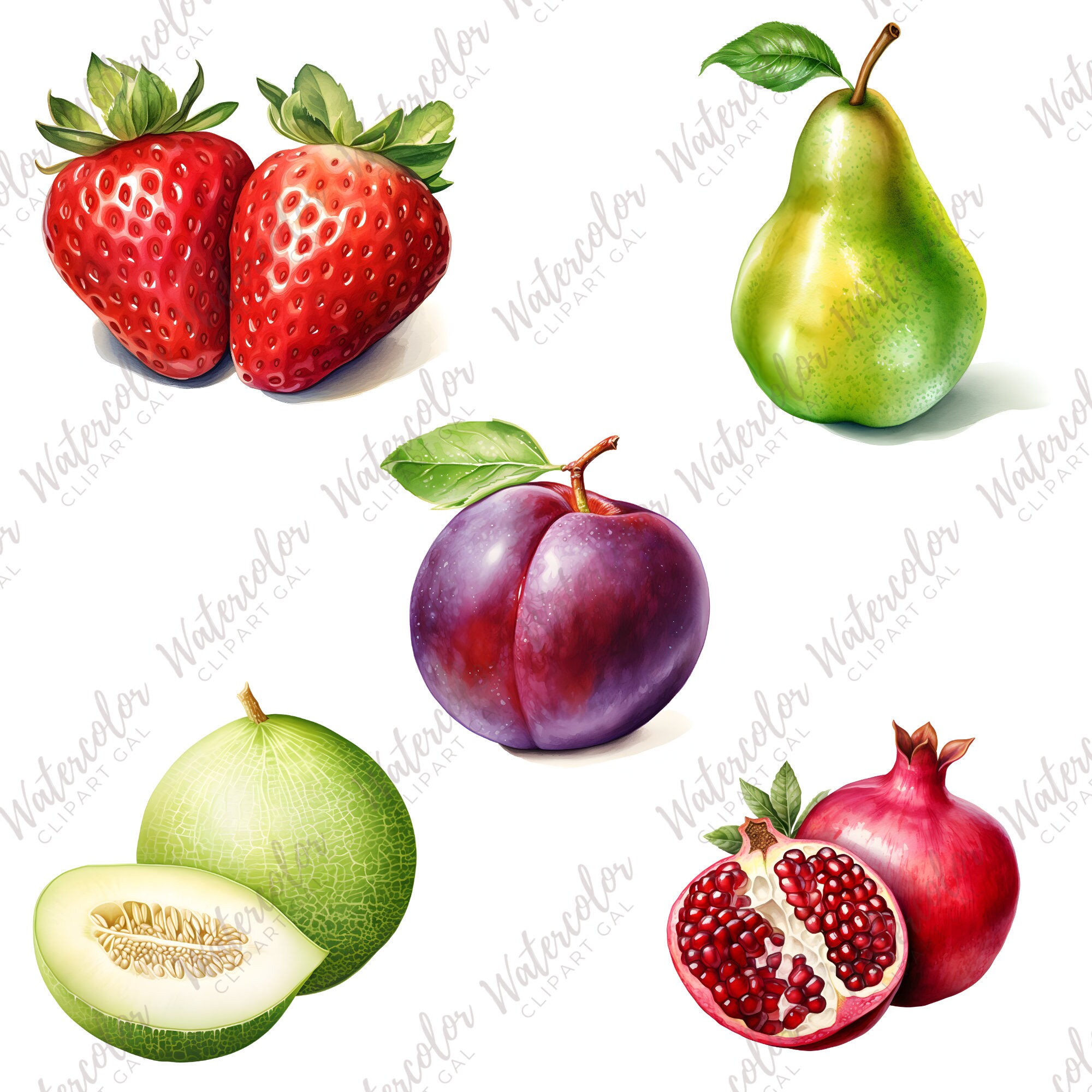 Fruit Clipart Watercolor Bundle | Fruit Art Print | Food Clipart ...