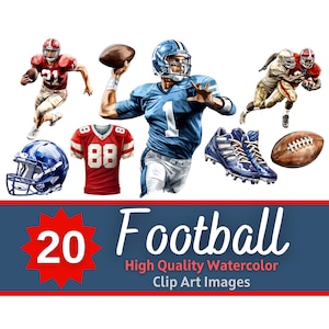 American Football Clipart Aquarell Bundle | Herbst Fußball | Sport Clipart | Fußball Spieltag | Junk Journal | Cardmaking Verschönerung